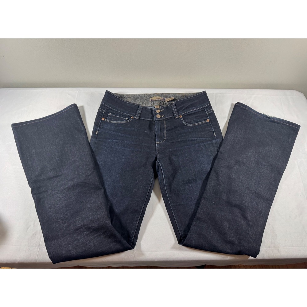 Paige Hidden Hills Dark Wash Bootcut Jeans Size 28 Triple Button Closure